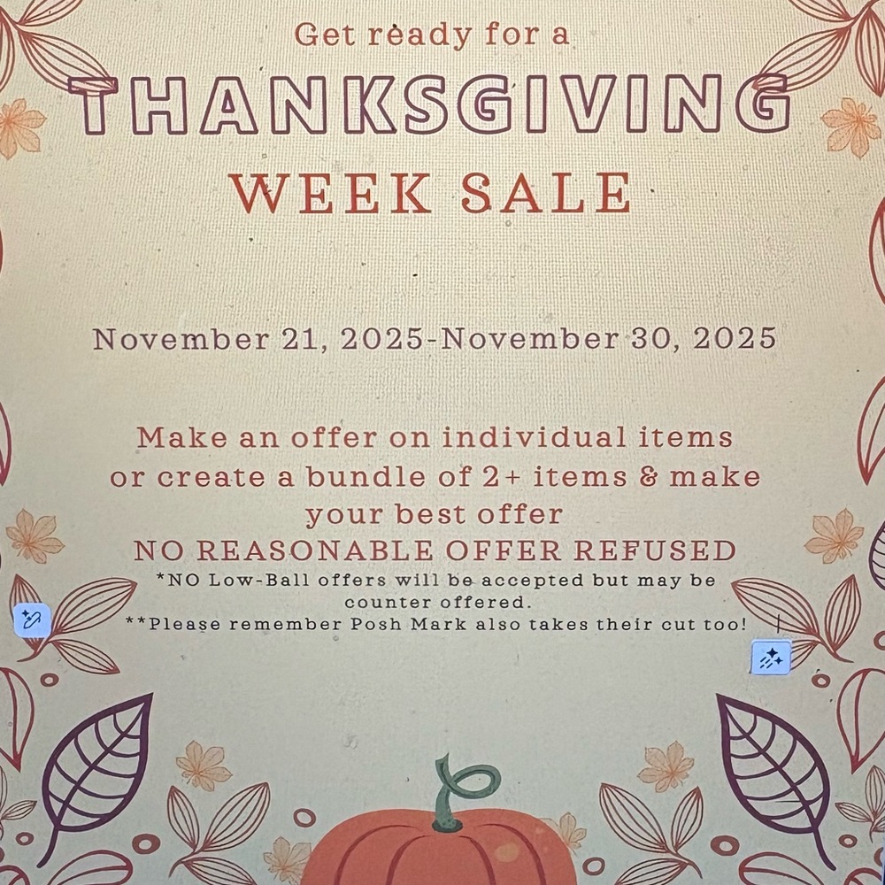 Thanksgiving Week Closet Sale 11/21/25-11/30/25!!!!